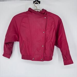 Vintage Nordstrom‎ Town Square Women’s Genuine Leather Jacket Red Petite 80s 90s